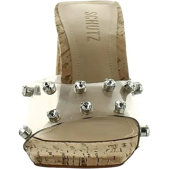 SCHUTZ Clear and Tan Studded Heels - Picture 2 of 5